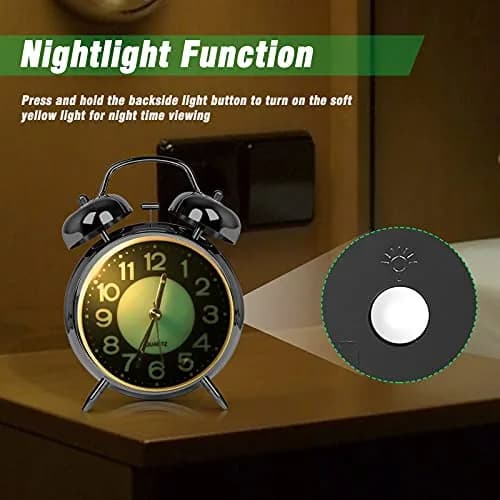AYRELY Super Loud Alarm Clock for Heavy Sleepers, 4.5 Inch Twin Bell Retro | Loud Ringing, Luminescent Dial, Vintage Silver thumbnail 4