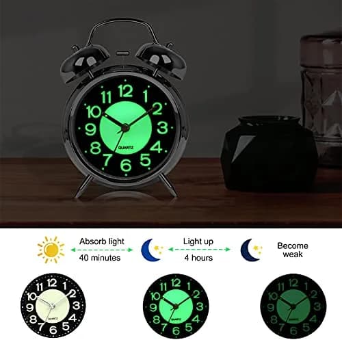 AYRELY Super Loud Alarm Clock for Heavy Sleepers, 4.5 Inch Twin Bell Retro | Loud Ringing, Luminescent Dial, Vintage Silver thumbnail 3
