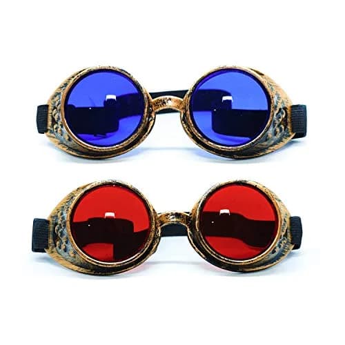 SoJourner Bags Steampunk Goggles 2-Pack | Rainbow Prism Impact-Resistant Lenses thumbnail 1