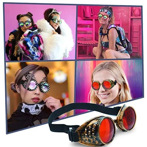 SoJourner Bags Steampunk Goggles 2-Pack | Rainbow Prism Impact-Resistant Lenses thumbnail 5