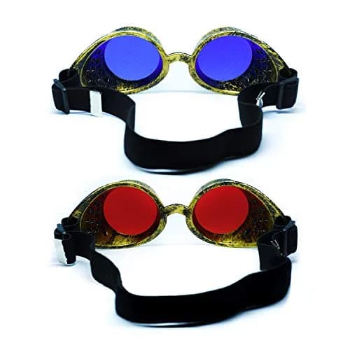 SoJourner Bags Steampunk Goggles 2-Pack | Rainbow Prism Impact-Resistant Lenses thumbnail 4