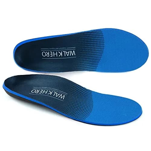 WALK·HERO Arch Support Inserts for Men & Women, Plantar Fasciitis High Arch Support Insoles, Orthotics Shoe Inserts for Flat Feet, Foot Pain Relief Shock Absorption & Cushioning (Men's 15-15.5) — Mens 15 - 15 1/2 / Blue