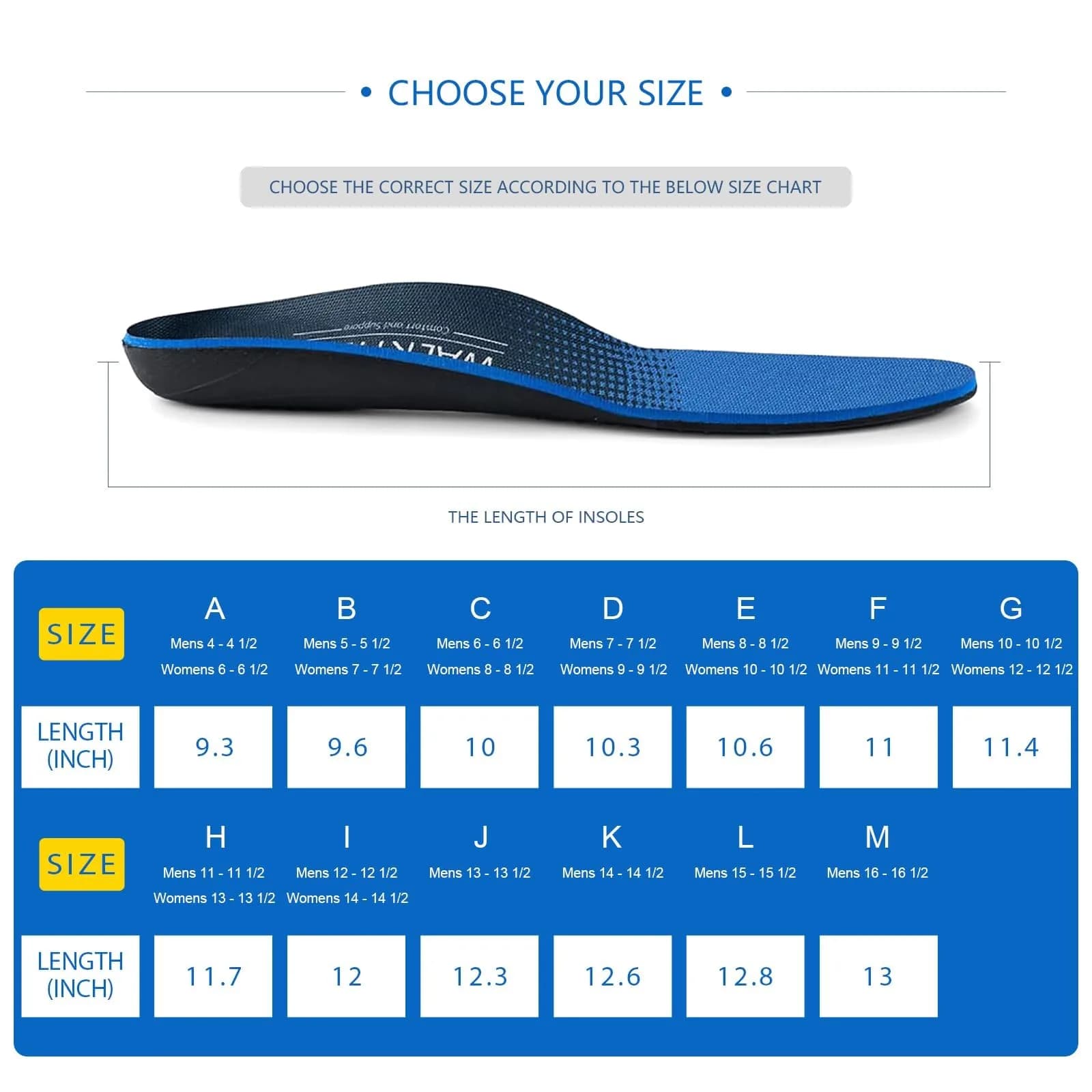 WALK·HERO Arch Support Inserts for Men & Women, Plantar Fasciitis High Arch Support Insoles, Orthotics Shoe Inserts for Flat Feet, Foot Pain Relief Shock Absorption & Cushioning (Men's 15-15.5) thumbnail 5