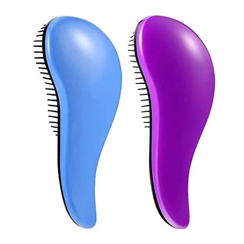 WYNK Detangling Hairbrush 2 Pack for Adults & Kids, Blue & Purple | Gentle Tangle Remover for Wet & Dry Hair thumbnail 1