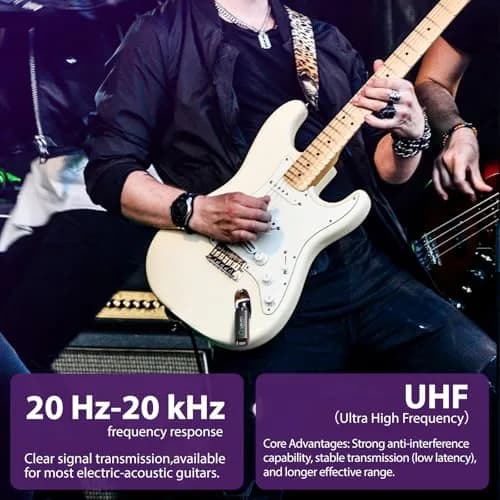 LEKATO UHF Wireless Guitar System with 70 Channels for Guitar Bass (Pink) | Plug & Play, Rechargeable, 4.5+ Hour Battery thumbnail 7
