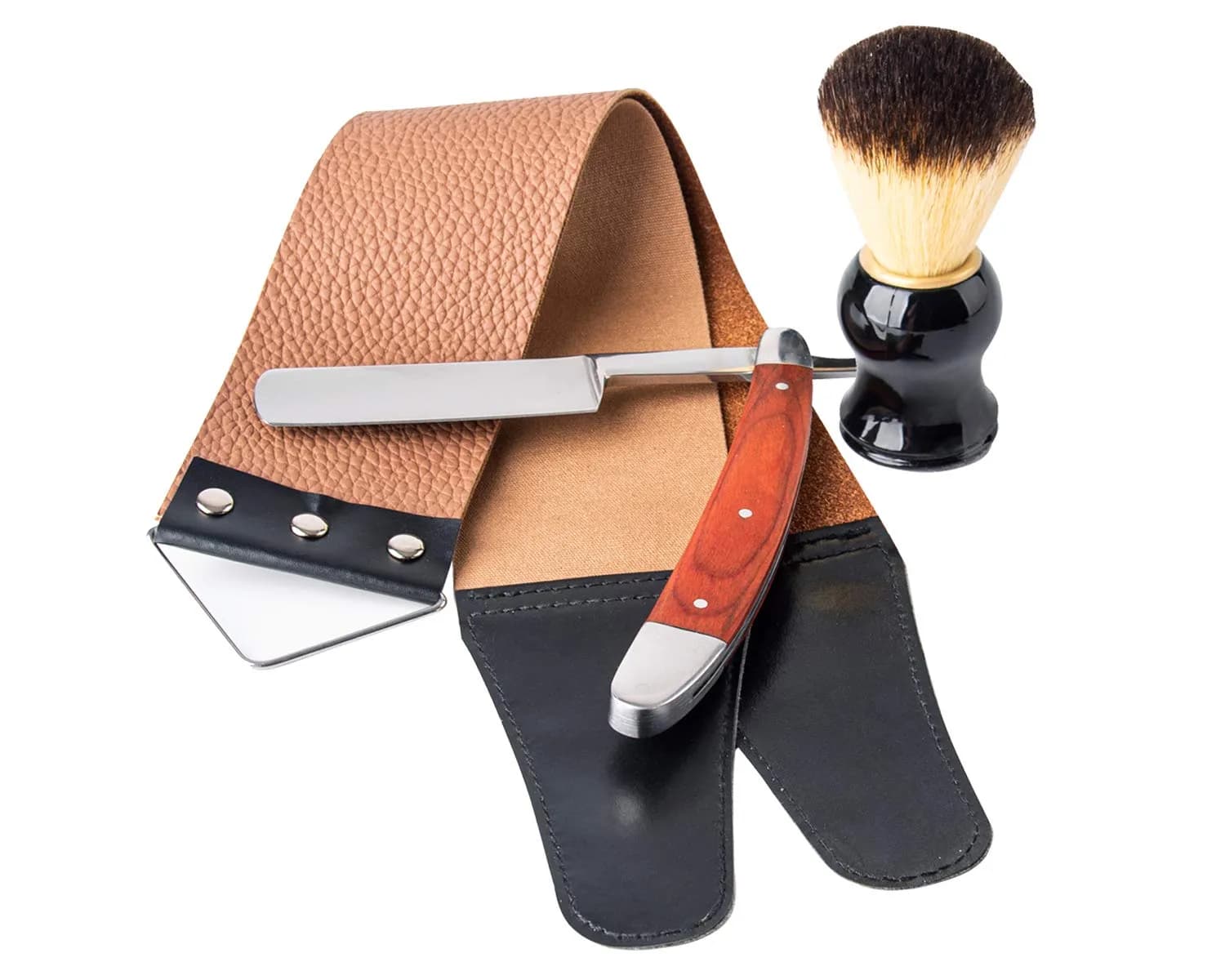 YU&CH Straight Razor Shaving Kit with Leather Strop & Brush for Men | Classic Barber Style Wet Shave - main product image