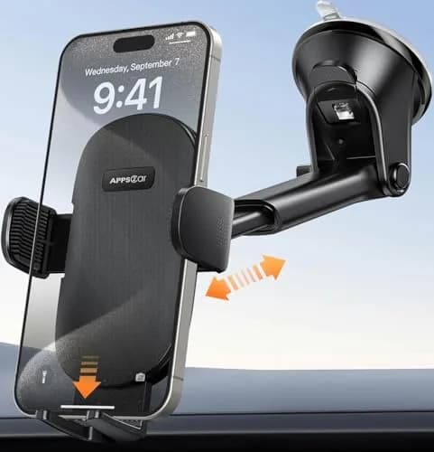 APPS2Car Suction Cup Car Phone Holder for Dashboard & Windshield | 360° Adjustable, Heavy-Duty Grip, Compatible with All Smartphones thumbnail 8