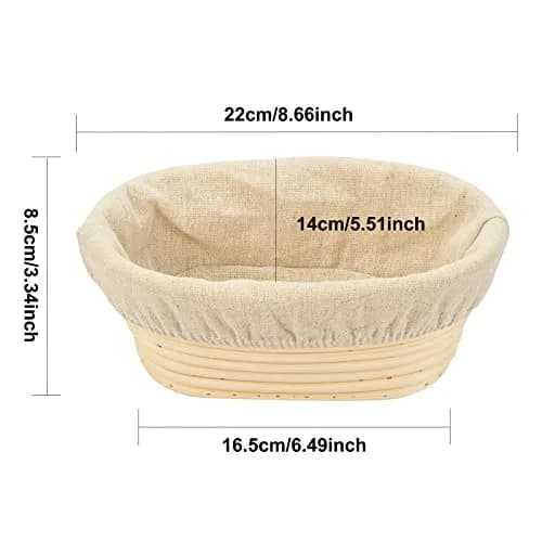 Stormshopping 8 inch Oval Bread Proofing Basket & Liner | Professional & Home Use thumbnail 3