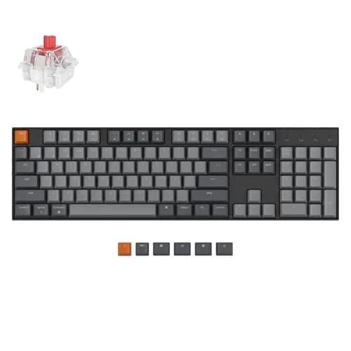 Keychron K10 Full Size Mechanical Gaming Keyboard with White LED Backlight | Mac & Windows Compatible, Super Red Switches, Bluetooth 5.1 & USB-C Wired thumbnail 1