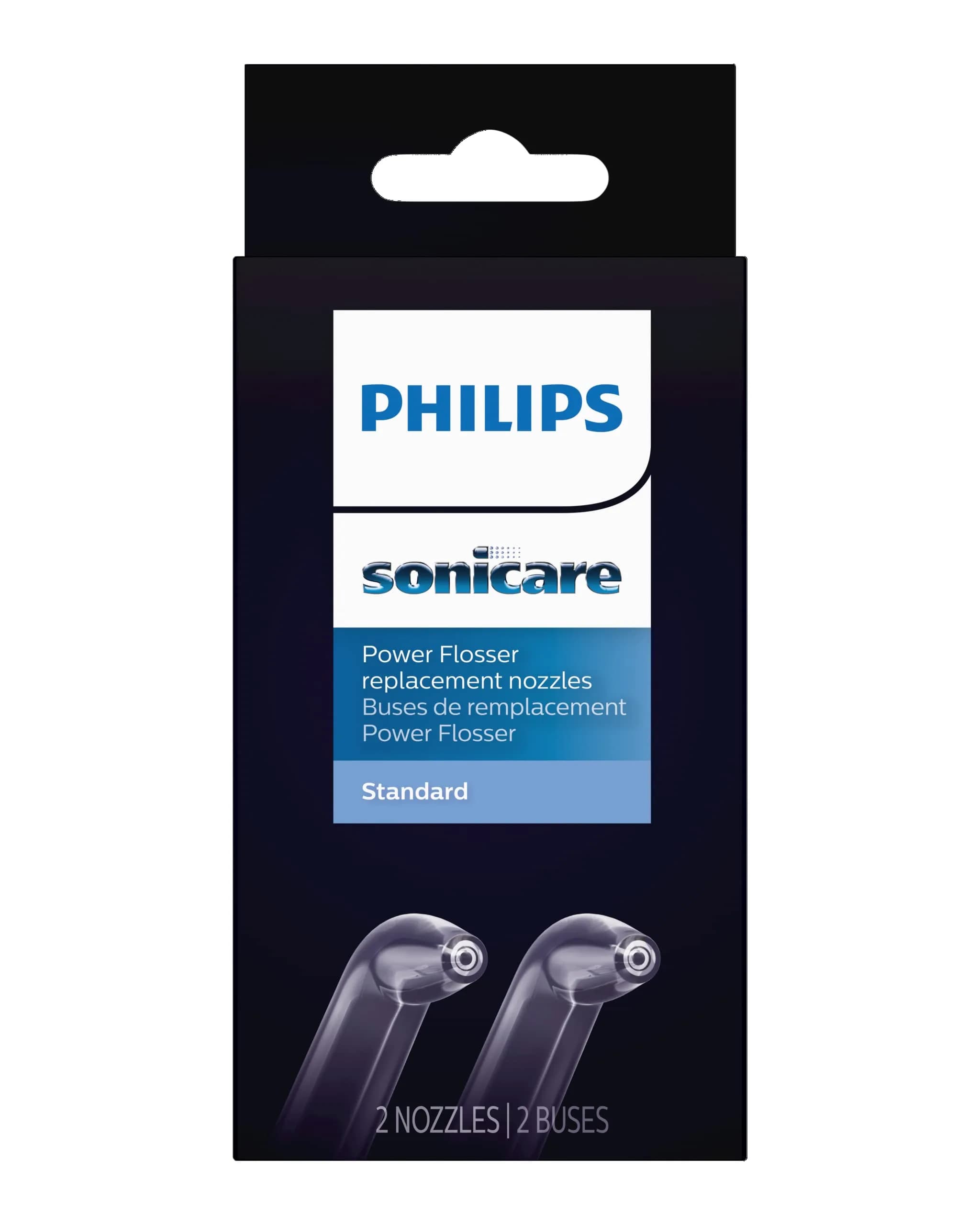 Philips Sonicare Comfort Tips F2 for Power Flosser 2 Count (Pack of 1) | Gentle on Gums — Standard Nozzles