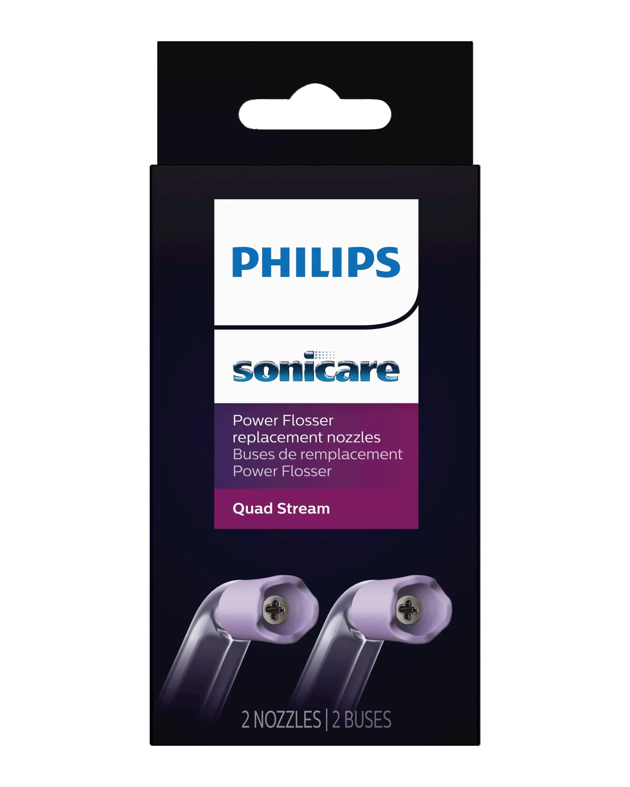 Philips Sonicare Power Flosser Quad Stream Tips (F3) 2pk White | 4 Wide Streams for Deep Clean - main product image