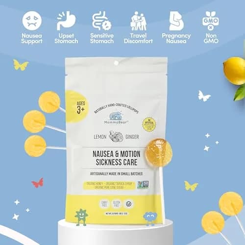 MommaBear Nausea & Motion Sickness with Real Honey & Ginger – 10 Pack | Gentle Relief for Pregnant & Kids thumbnail 4