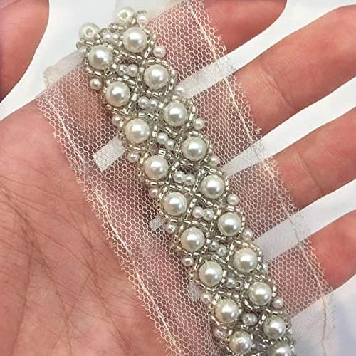 FQTANJU Decorative Ribbon Trim 5 cm Wide | Elegant Ivory Edging for Sewing & Wedding Decor thumbnail 1