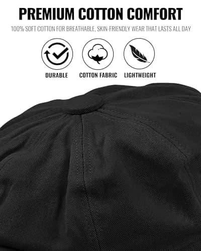 Croogo Newsboy Flat Cap Gatsby Ivy Cotton Cabbie Hat | Classic Style, Breathable & Durable (56-60cm) thumbnail 6
