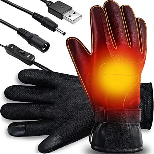 Syhood USB Heated Gloves Touchscreen Waterproof Winter Outdoor Black 25 cm (10 inches) | Heated for 5 Hours with 10000 mAh Power Bank thumbnail 1