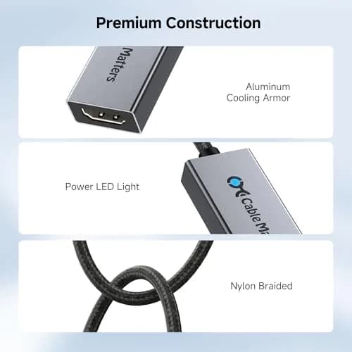 Cable Matters USB-C to HDMI 2.1 Adapter 8K@60Hz | Thunderbolt 4 Compatible, Supports HDR & 4K120Hz (0.5m, Gray) thumbnail 6