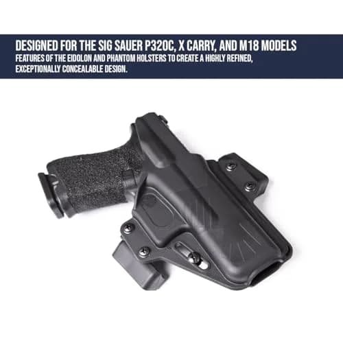 Raven Concealment Systems Perun Gun Holster Compatible with Sig Sauer P320C, X Carry, and M18 | Open Carry OWB Strongside | Black Finish thumbnail 3