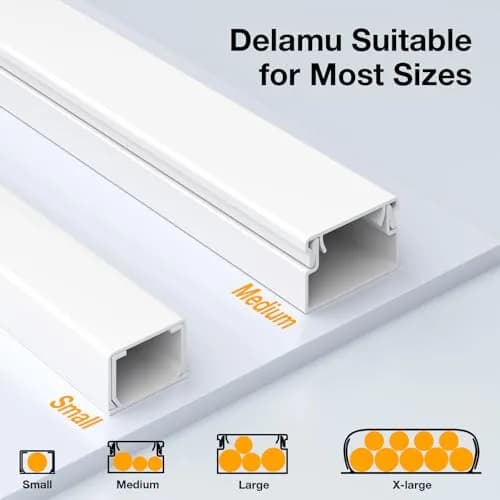 Delamu 157in Cord Hider Wall, Cable Management Raceway, Paintable Wire Cover, White | Neatly Conceal TV & Wall Wires thumbnail 9