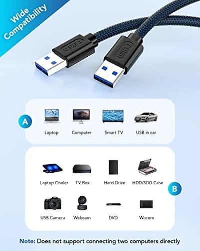 ANDTOBO USB 3.0 A to A Cable 3.3 FT | High-Speed Data & Charging thumbnail 4