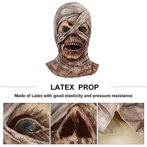 MOLEZU Horror Mummy Mask Scary Halloween Latex Head | Creepy Masks for Adults thumbnail 6
