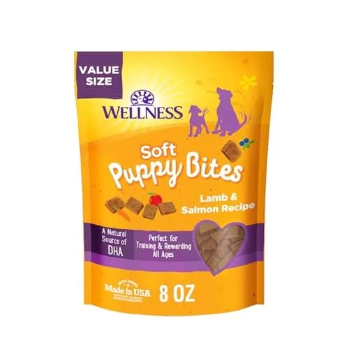 Wellness Soft Puppy Bites Dog Training Treats Lamb & Salmon Recipe 227 g (8 oz) | Grain-Free DHA for Brain Development thumbnail 1