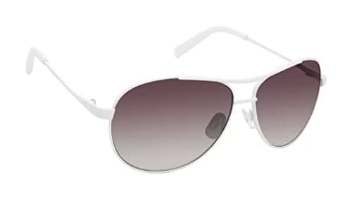 Jessica Simpson 60 mm Stylish UV Protective Metal Aviator Sunglasses White Frame/Silver Mirrored Lens One Size thumbnail 2