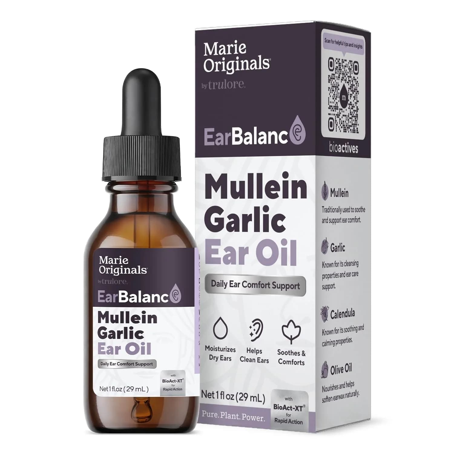 Marie Originals Mullein Garlic Ear Oil Drops, Natural Ear Oil, 2 Pack | Soothes Ear Discomfort & Blockages — 1 Fl Oz