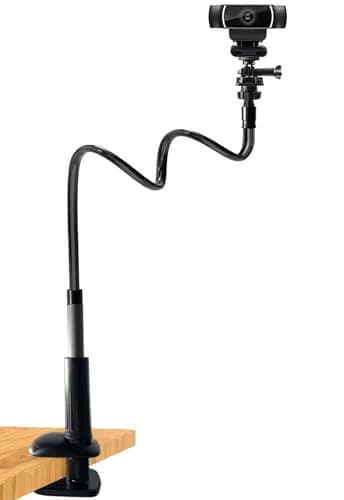 JCWINY 30 Inch Webcam Stand Camera Mount | Flexible Gooseneck Desk Clamp for Logitech Webcams 4K Brio thumbnail 1