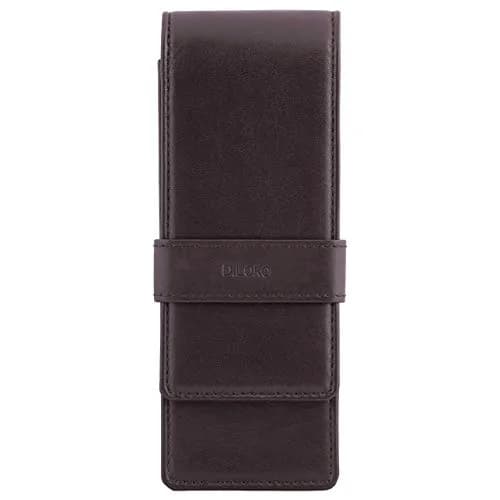 DiLoro Leather Triple Pen Case Brown | Full Grain Leather Pencil Holder for 3 Pens & Pencils thumbnail 1