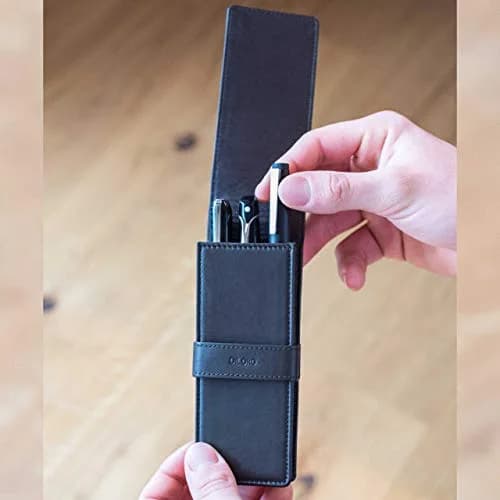DiLoro Leather Triple Pen Case Brown | Full Grain Leather Pencil Holder for 3 Pens & Pencils thumbnail 5