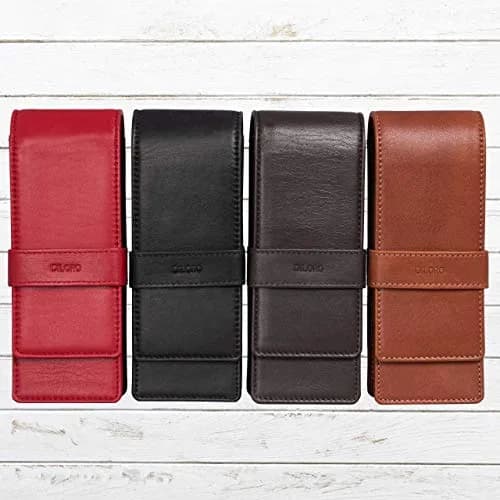 DiLoro Leather Triple Pen Case Brown | Full Grain Leather Pencil Holder for 3 Pens & Pencils thumbnail 7