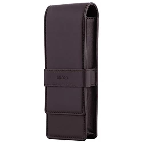 DiLoro Leather Triple Pen Case Brown | Full Grain Leather Pencil Holder for 3 Pens & Pencils thumbnail 2