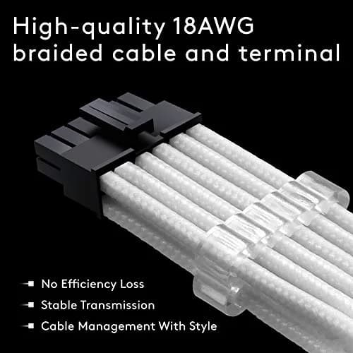 EZDIY-FAB RTX 3000 Series 12 Pin to Dual 8 Pin PCIe Sleeved Extension Cable 300mm | Black thumbnail 2