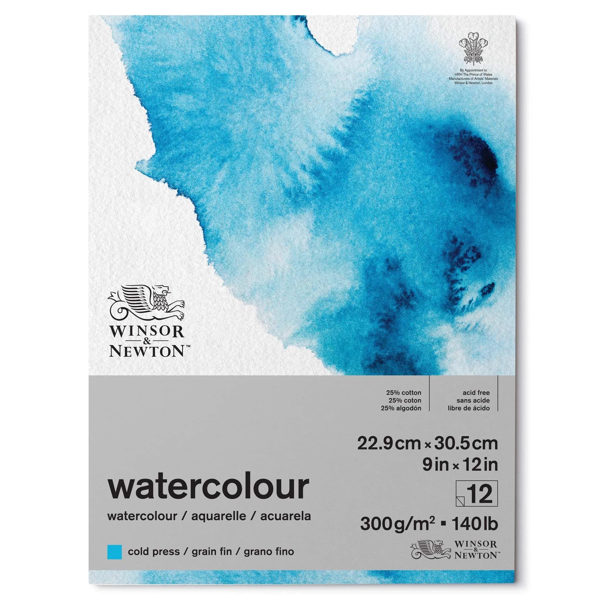 Winsor & Newton Watercolor Paper Pad 11" x 14" Natural White | Cold Press, 12 Sheets — 9" x 12" / Side Glued