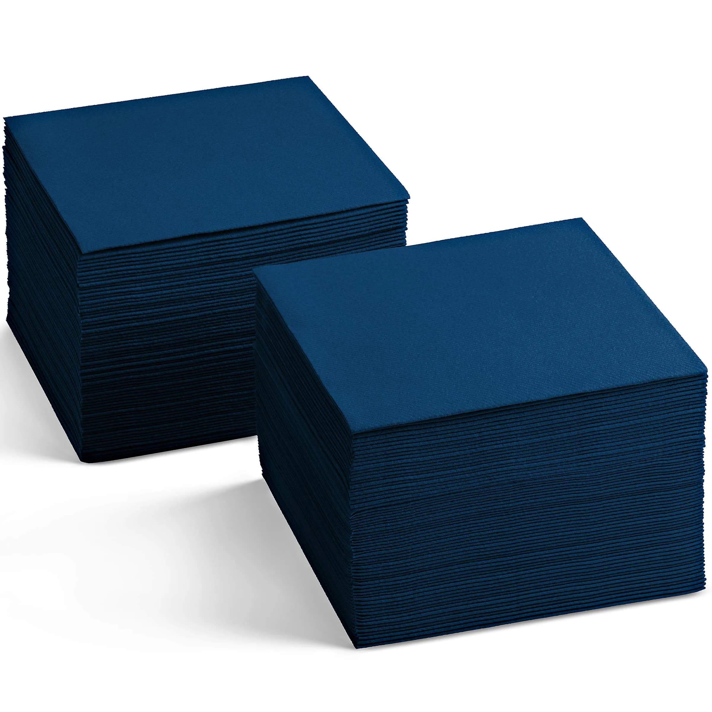 BloominGoods Linen-Feel Cocktail Napkins Dark Blue 12.7cm (5" x 5") | 200 Pack Soft & Absorbent - main product image