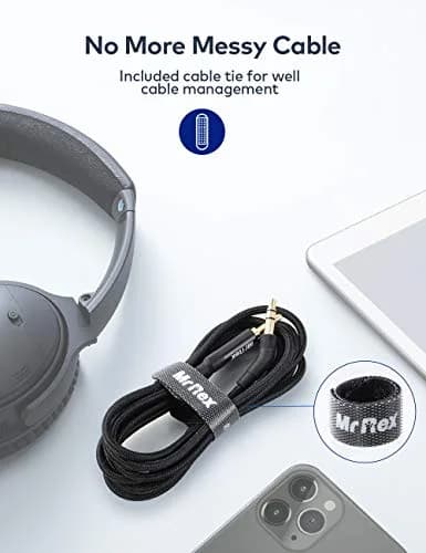 Mr Rex 2.5mm to 3.5mm Audio Cable 8ft (2.5m) | Nylon Braided Aux Cable for Bose QC Headphones & JBL Headsets thumbnail 5