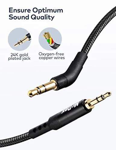 Mr Rex Nylon Braided 2.5mm to 3.5mm Audio Aux Cable 1.5m (5ft) | Superior Sound Quality for Bose, JBL, AKG Headphones thumbnail 3
