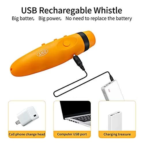 ZHT Electronic Whistle 2-Pack (Black & Yellow) | USB Rechargeable 120dB 3-Tone with Lanyard thumbnail 2