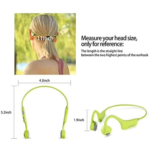 YouthWhisper Bone Conduction Headphones Bluetooth, Open-Ear Wireless Headset with Mic, Sweat-Resistant Earbuds for Running (Green) thumbnail 6