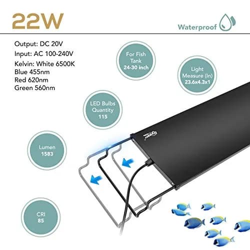hygger 22W Aquarium LED Light | 24/7 Lighting, Adjustable Timer & Brightness, 7 Colors, Extendable Bracket for Planted Tanks thumbnail 6