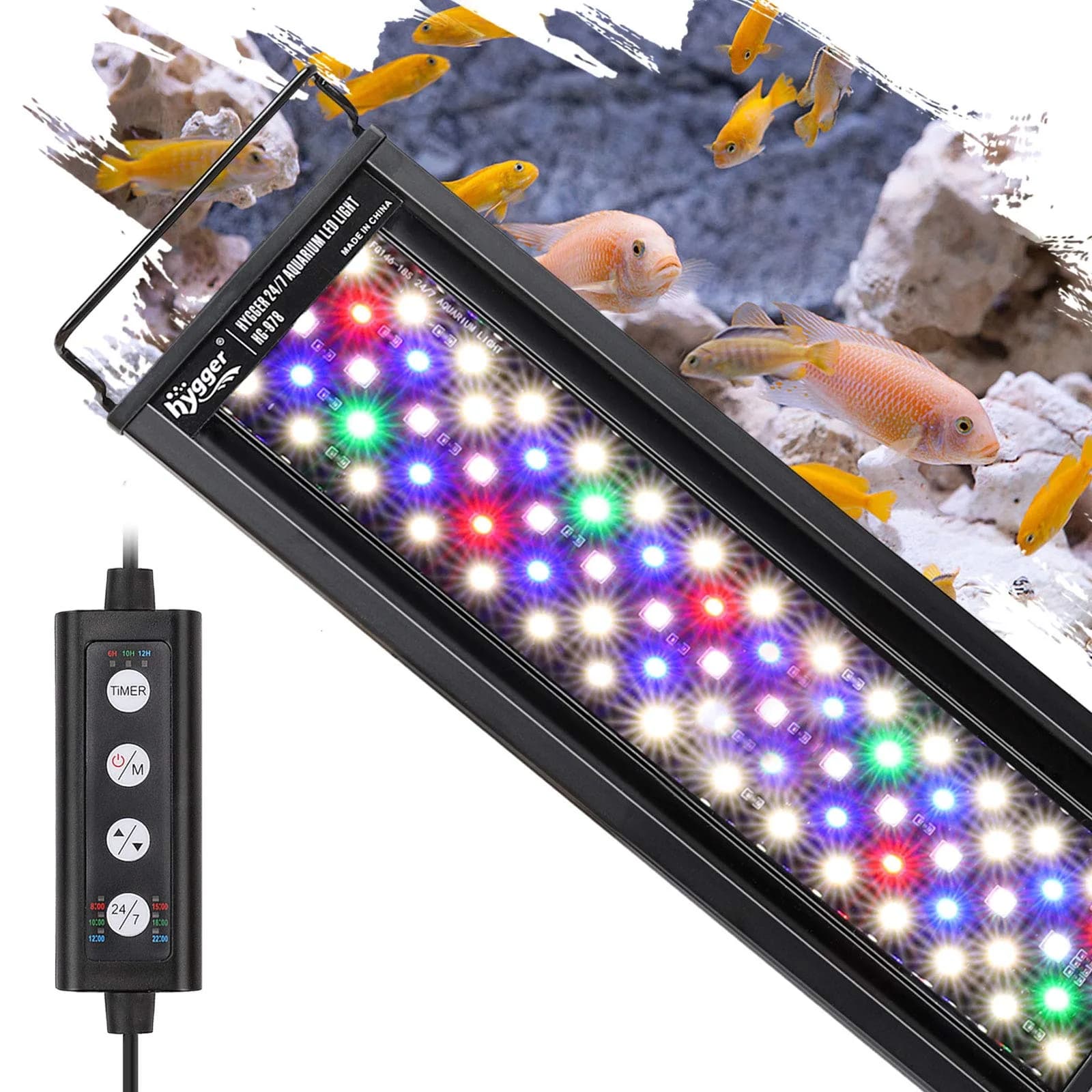 hygger 18W Aquarium LED Light with Adjustable Timer & 7 Colors | 24/7 Sunrise-Daylight-Moonlight Mode - main product image