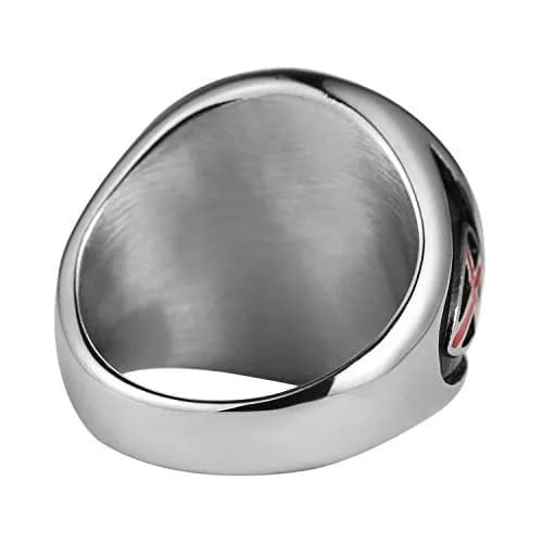 HZMAN Knights Templar Stainless Steel Ring with Red Cross Design, Size 7 | Faith and Strength Statement thumbnail 4