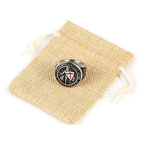 HZMAN Knights Templar Stainless Steel Ring with Red Cross Design, Size 7 | Faith and Strength Statement thumbnail 7