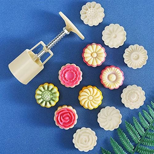 Luxiv 50g Mooncake Mold Set, 12 Patterns Round & Square | Food-Grade Stainless Steel & Plastic thumbnail 7