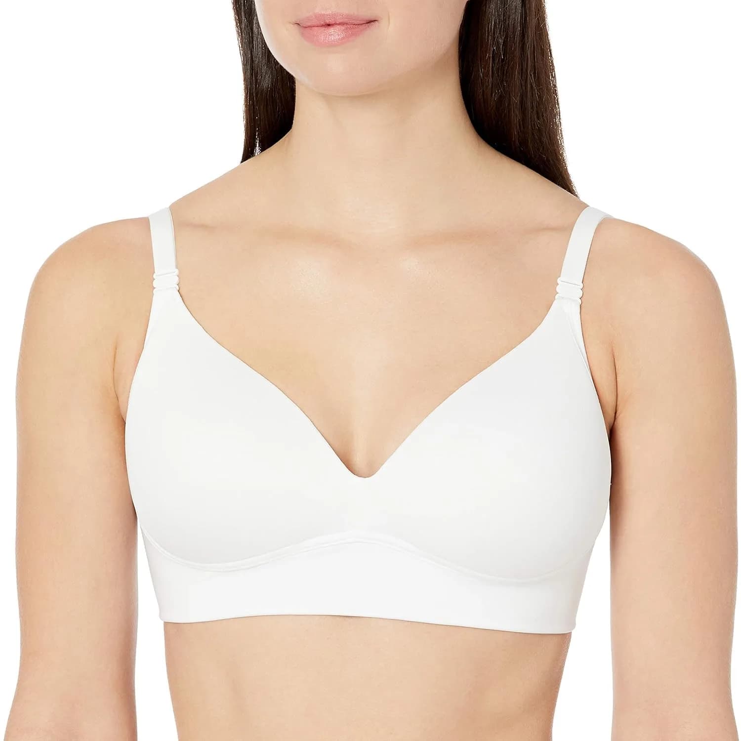 Warner's Blissful Benefits Allover-Smoothing Wireless Longline Bra, Classic White, 36B | Supportive & Comfortable - main product image