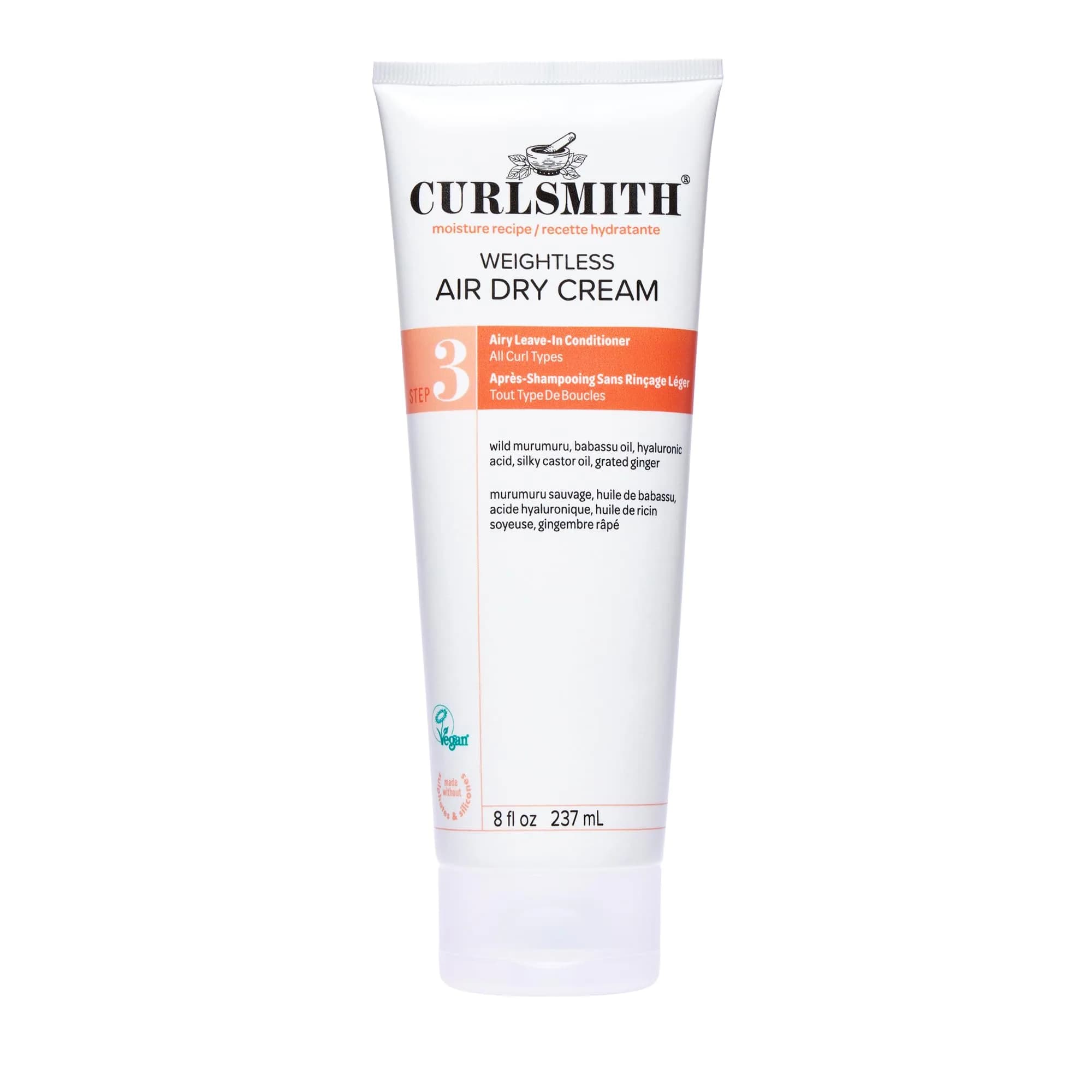 CURLSMITH Weightless Air Dry Cream Leave-In Conditioner 59ml (2 Fl Oz) | Defines Curls Without Weighing Down — 8 Fl Oz