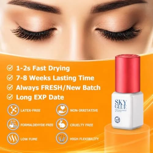 TUBeauty Sky Glue S+ Eyelash Extension Adhesive 5ml (0.17 Fl Oz) x 2 Bottles | Professional Black Bonding Glue for Individual Lashes, 1-2s Fast Drying thumbnail 2
