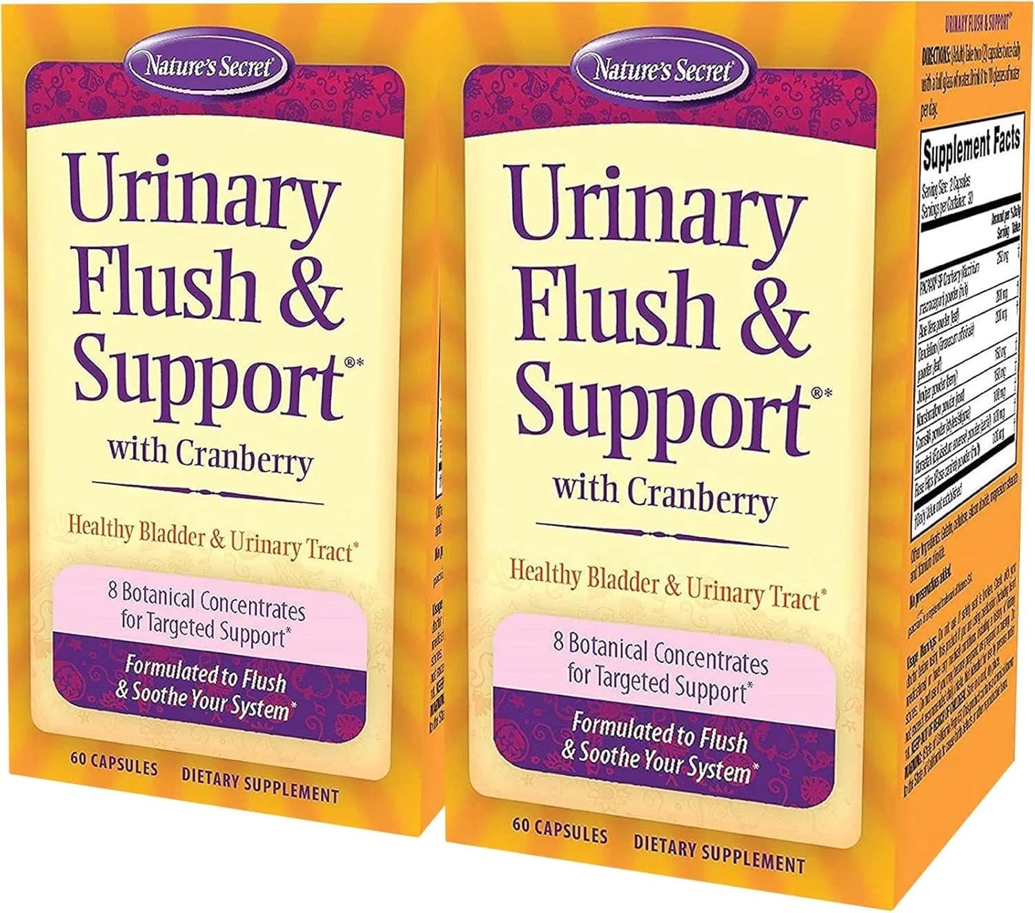 Nature's Secret Urinary Flush & Support Capsules 60 Count | Cranberry & Botanical Blend for Urinary Wellness — Capsule