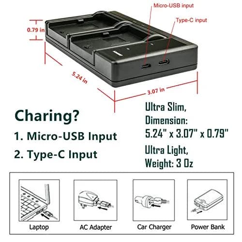 Kastar 4-Pack EN-EL20a Batteries & LTD2 USB Charger for Nikon P950, P1000, A, 1 Series Cameras | 7.4V, 1200mAh thumbnail 5