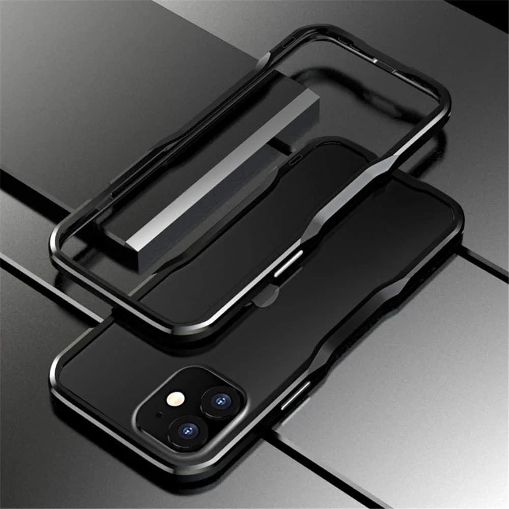 HENGHUI Aluminum Bumper Case for iPhone 12 Pro Max 6.7-inch | Shock-Absorbent Metal Frame with Strap Hole — Black / iPhone12/iPhone12Pro